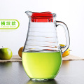 Haonai 2000ml lead free glass jug turkish beverage/juice jug with round body and plastic lid